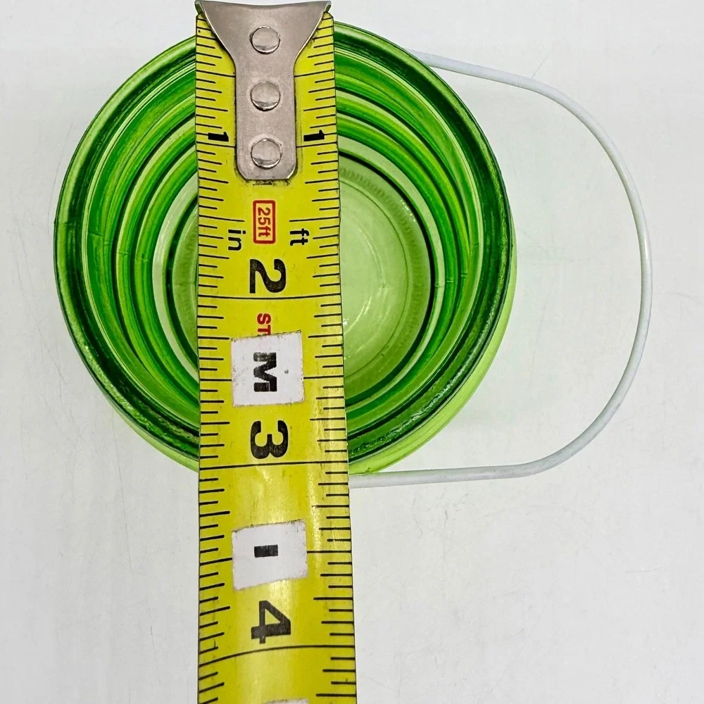 Green Ribbed Beehive Glass Lantern Votive Candle Holder with Wire Handle Vintage